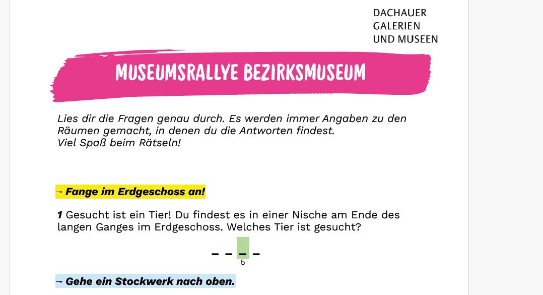 Workshop und Rallye im Bezirksmuseum